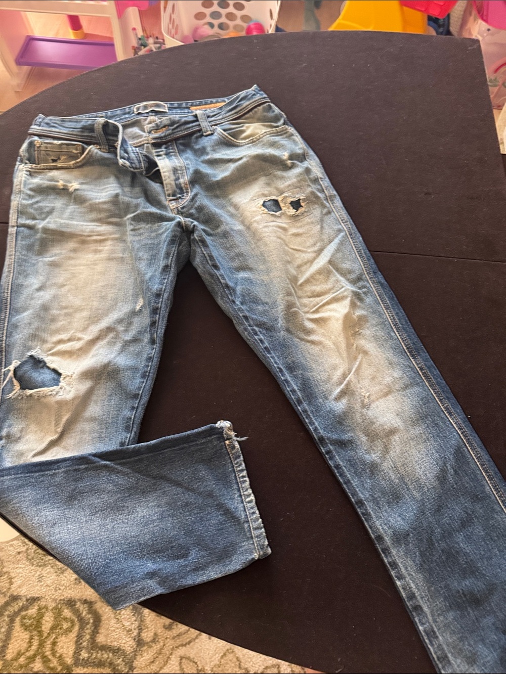 Zara Slim Fit Distressed Blue Jeans